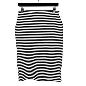 Lipsy London Elastic Waist Striped Pencil Skirt Black White Career Casual - 10